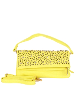 Studded Fold Over Clutch Cross Body Bag T-893 YELLOW